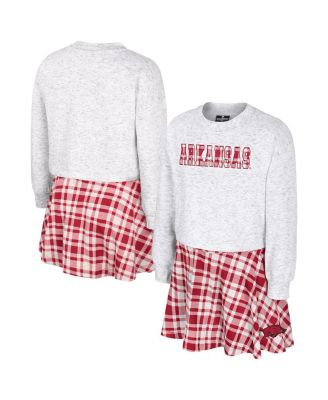 Colosseum - Big Girls Gray Arkansas Razorbacks Marceline Plaid Skirt and Top Set