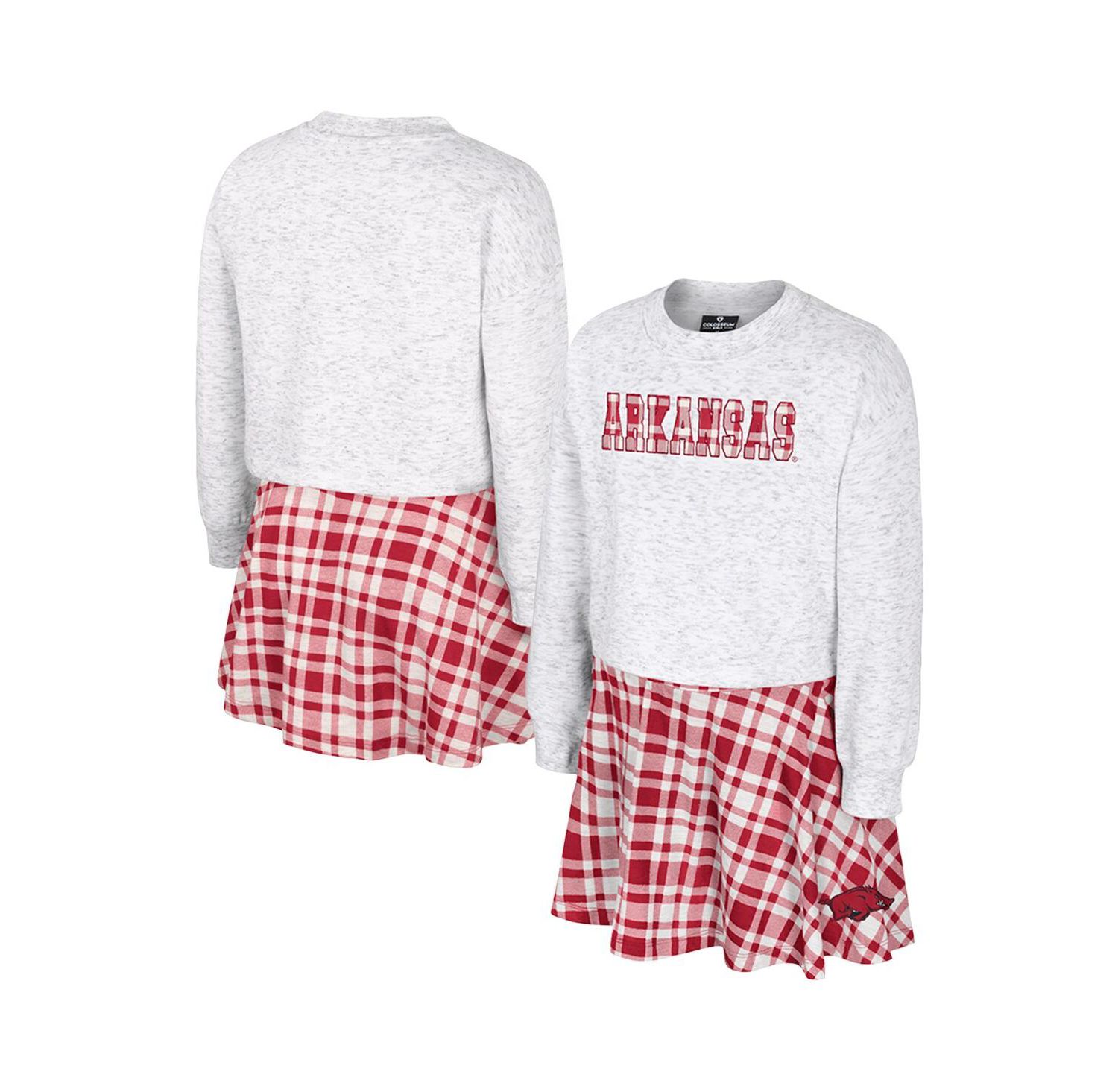 Big Girls 2-Piece Gray Arkansas Razorbacks Marceline Plaid Skirt and Top Set
