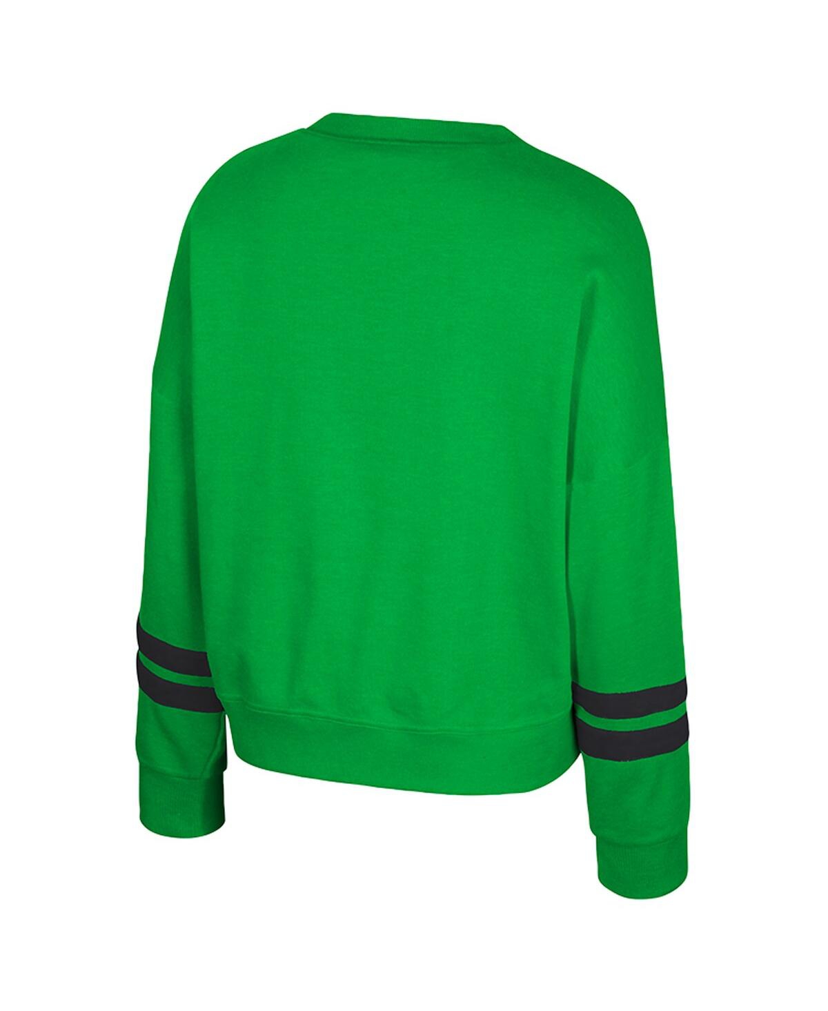 Colosseum Women's Green Oregon Ducks Splashy Crewneck Fleece Sweatshirt In Green
