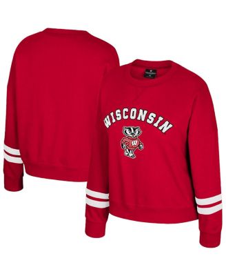 Colosseum - Women's Red Wisconsin Badgers Splashy Crewneck Fleece Sweatshirt