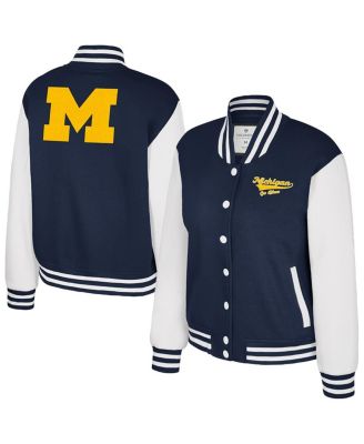 Colosseum - Women's Navy Michigan Wolverines French Baguette Full Snap Fleece Jacket
