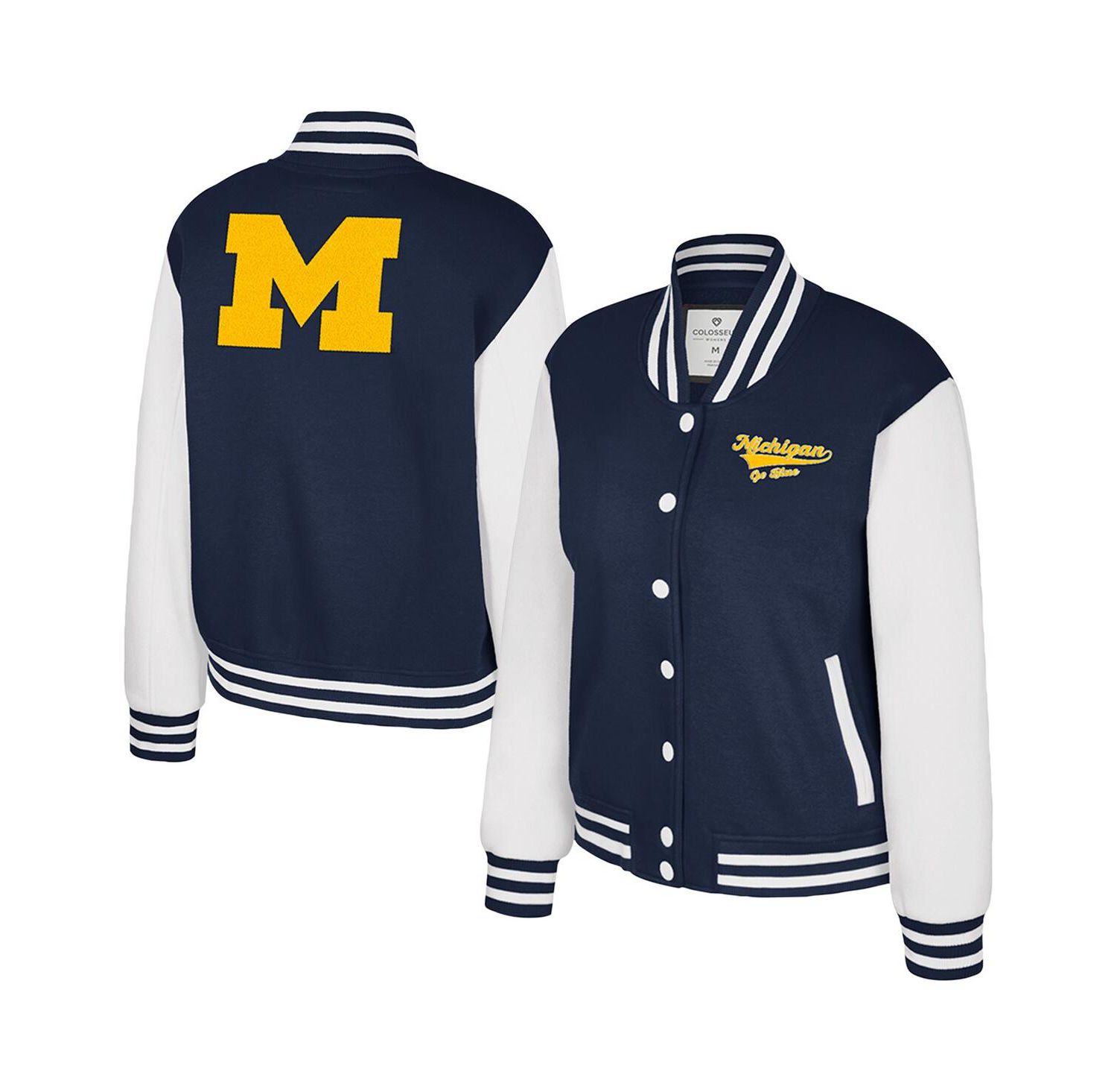 Women's Navy Michigan Wolverines French Baguette Full Snap Fleece Jacket