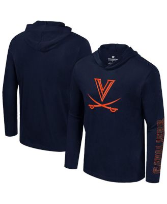 Colosseum - Men's Navy Virginia Cavaliers Color Pop Active Blend Hooded Long Sleeve T-Shirt