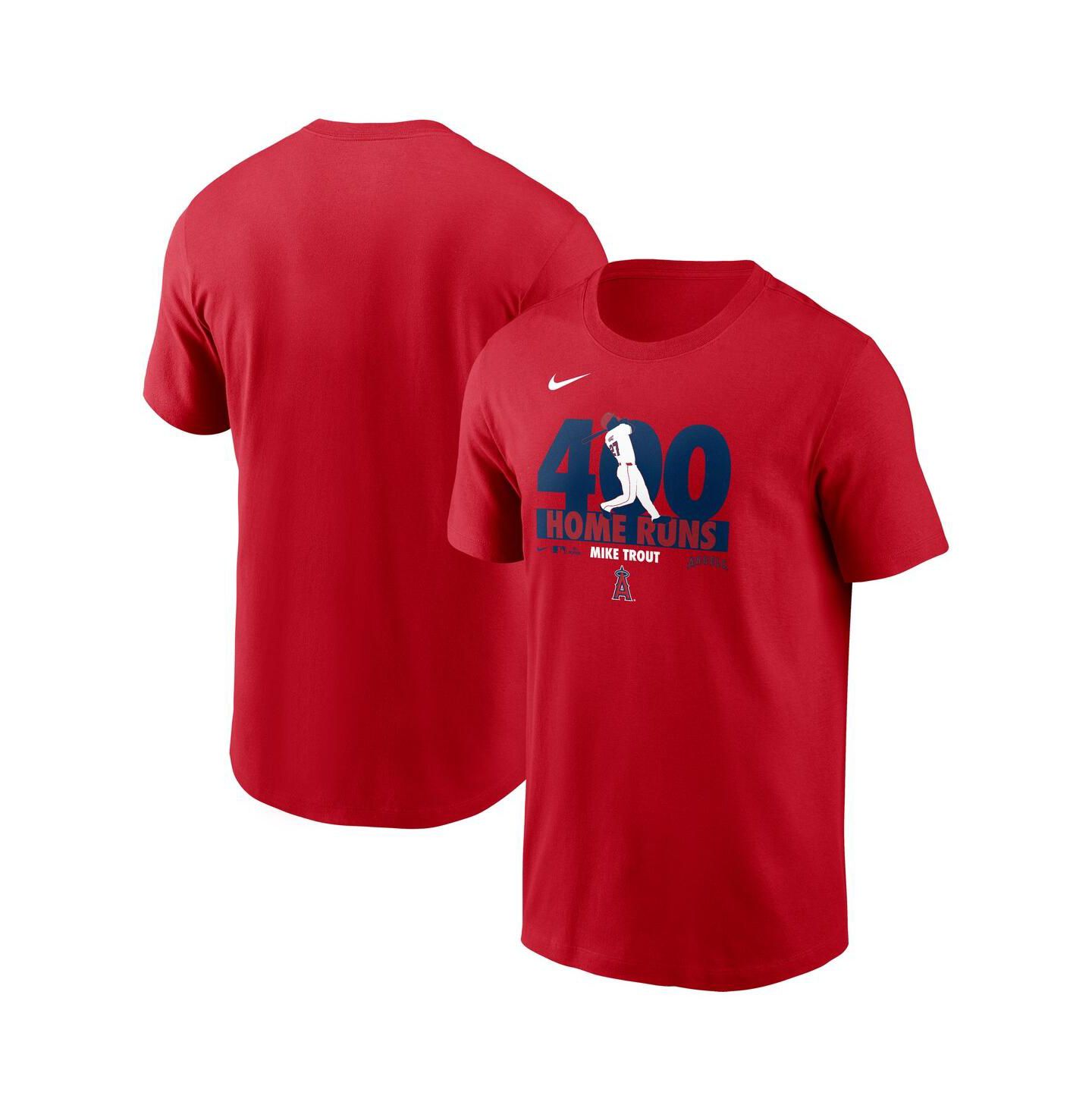 Мужская футболка Nike Mike Trout Red Los Angeles Angels 400 Career Home Runs — фото 1