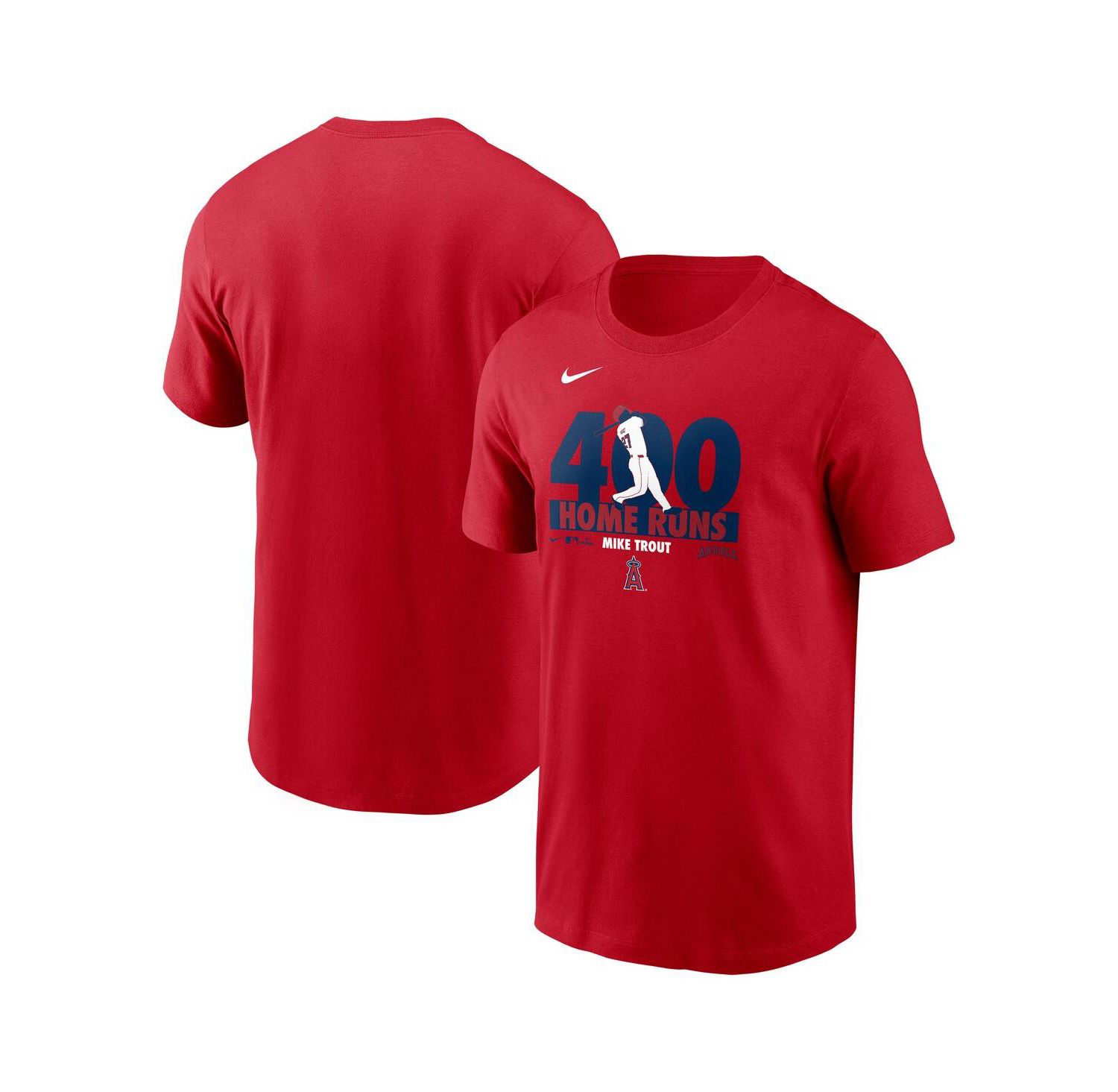 Men's Mike Trout Red Los Angeles Angels 400 Career Home Runs T-Shirt