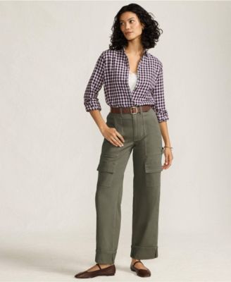 Women's Chino Mid Rise Straight Leg Cargo Ankle Pants