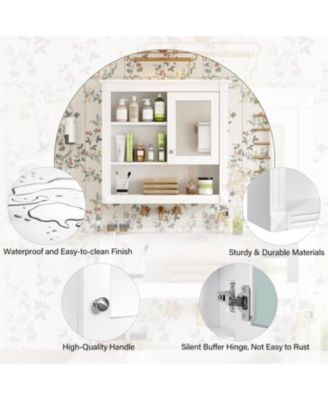 32" Bathroom Wall Cabinet with Mirror and Adjustable Storage Shelves