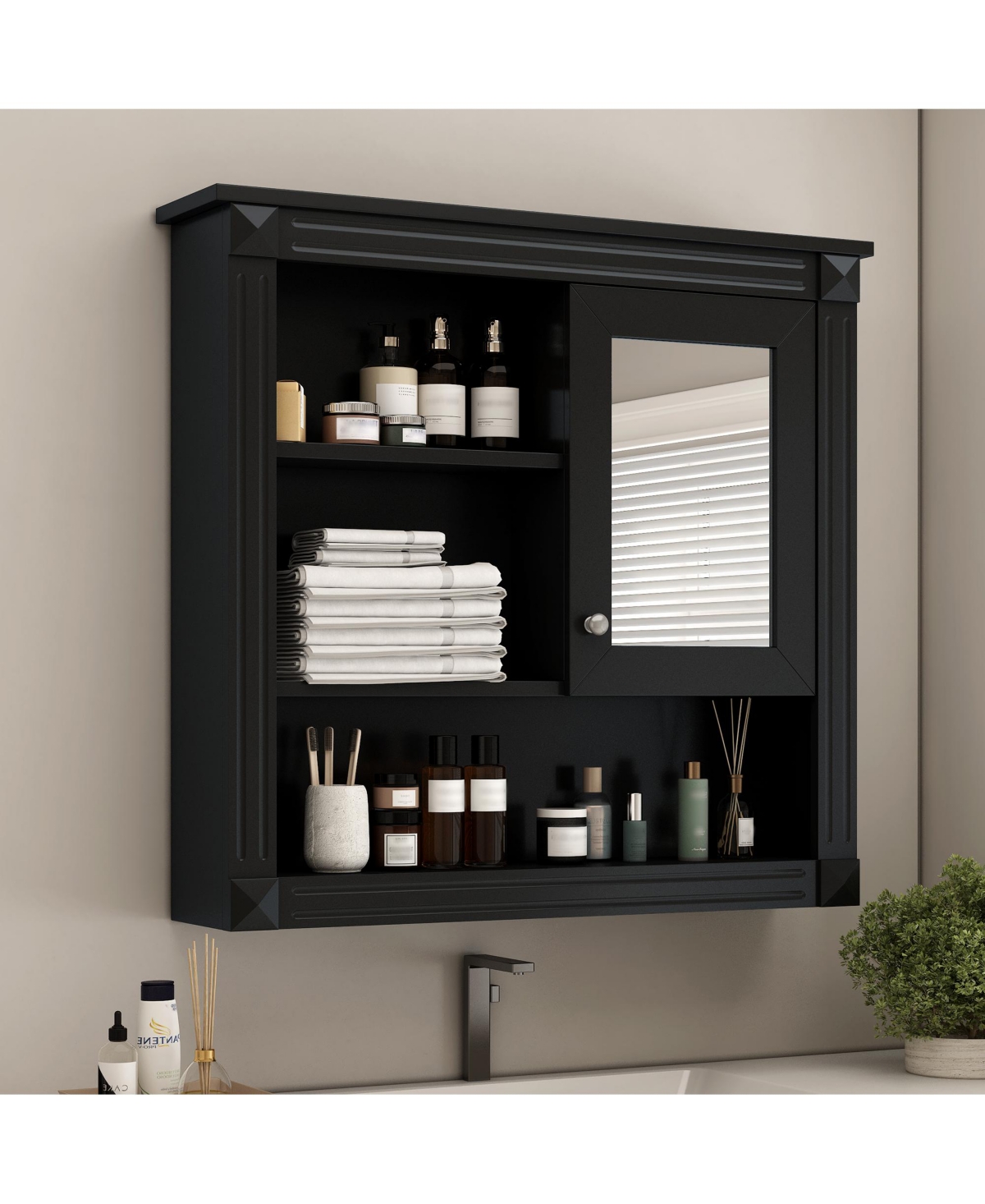 Casainc 32'' Bathroom Wall Cabinet with Mirror, Adjustable Shelves & 4 Shelves for Storage