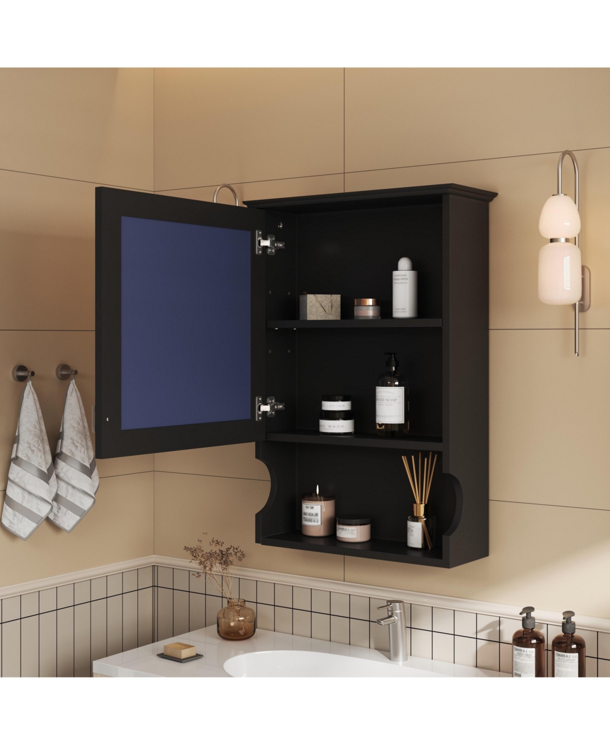 Casainc 20'' Wall Mounted Bathroom Cabinet with Mirror & Storage Door