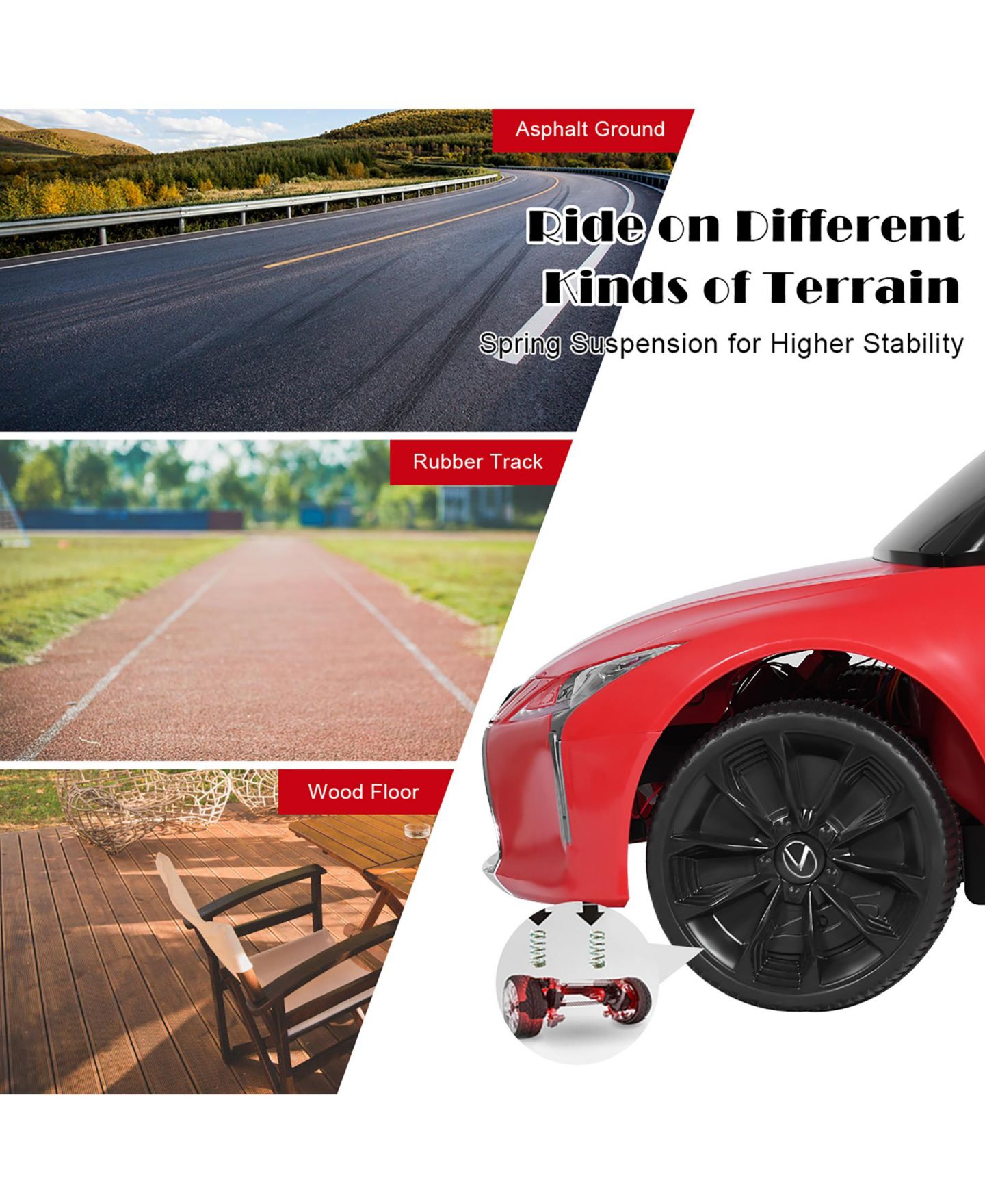 Детская игрушка Costway Licensed Lexus LC500 12V Remote Control Electric Ride-On Car, 66 lb. Capacity, Ages 3-10, цвет: Красный — фото 4