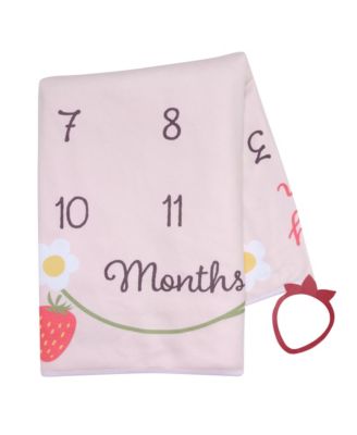 Strawberry Patch Milestone Photo Opportunity Fleece Baby Blanket