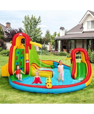 Inflatable Kids Water Slide Park with Climbing Wall Water Cannon and Splash Pool
