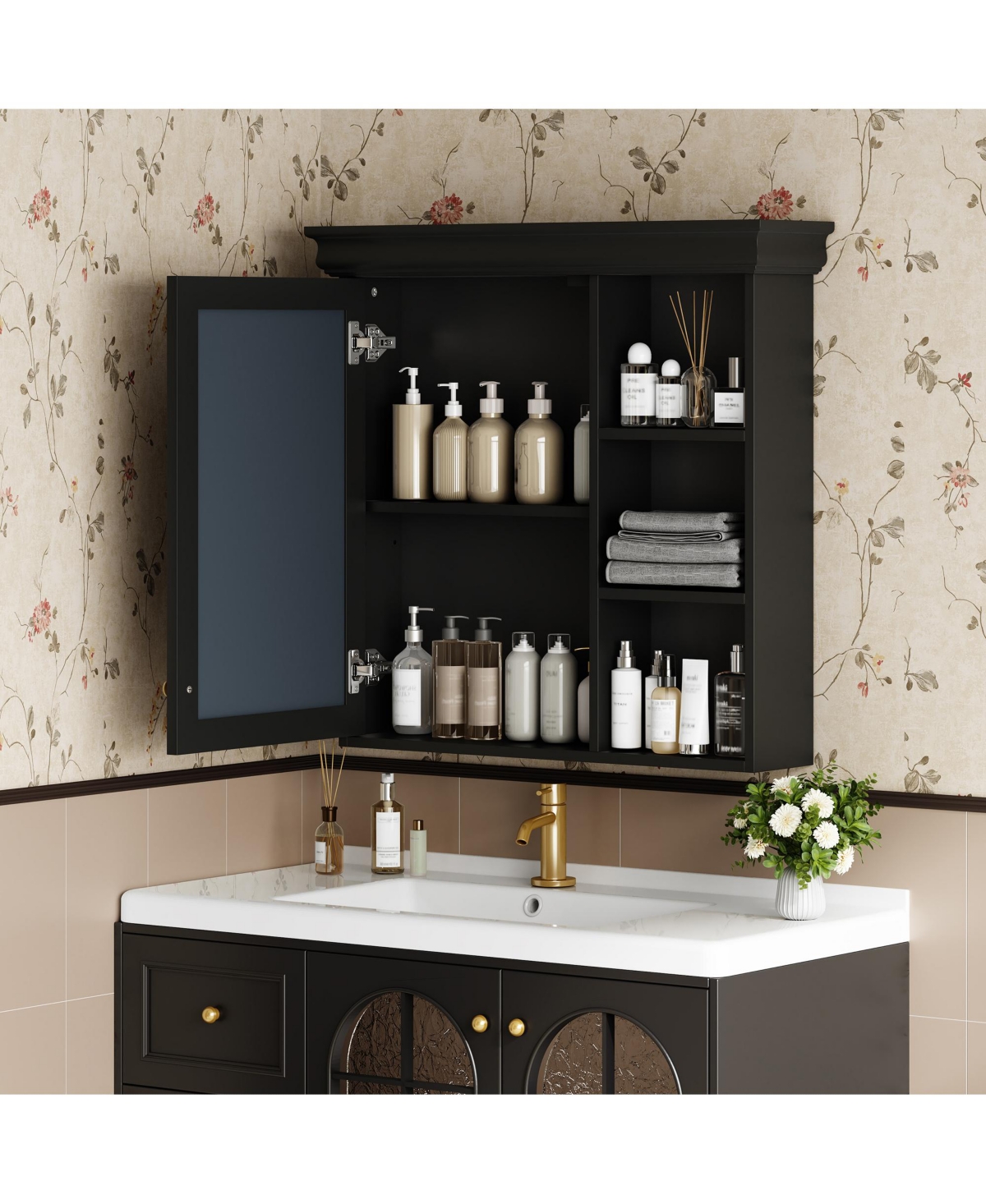 Casainc 30'' x 28'' Wall Mounted Medicine Cabinet with Mirror & Storage Organizer