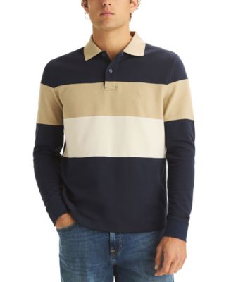 Nautica - Men's Color Block Long-Sleeve Rugby Polo