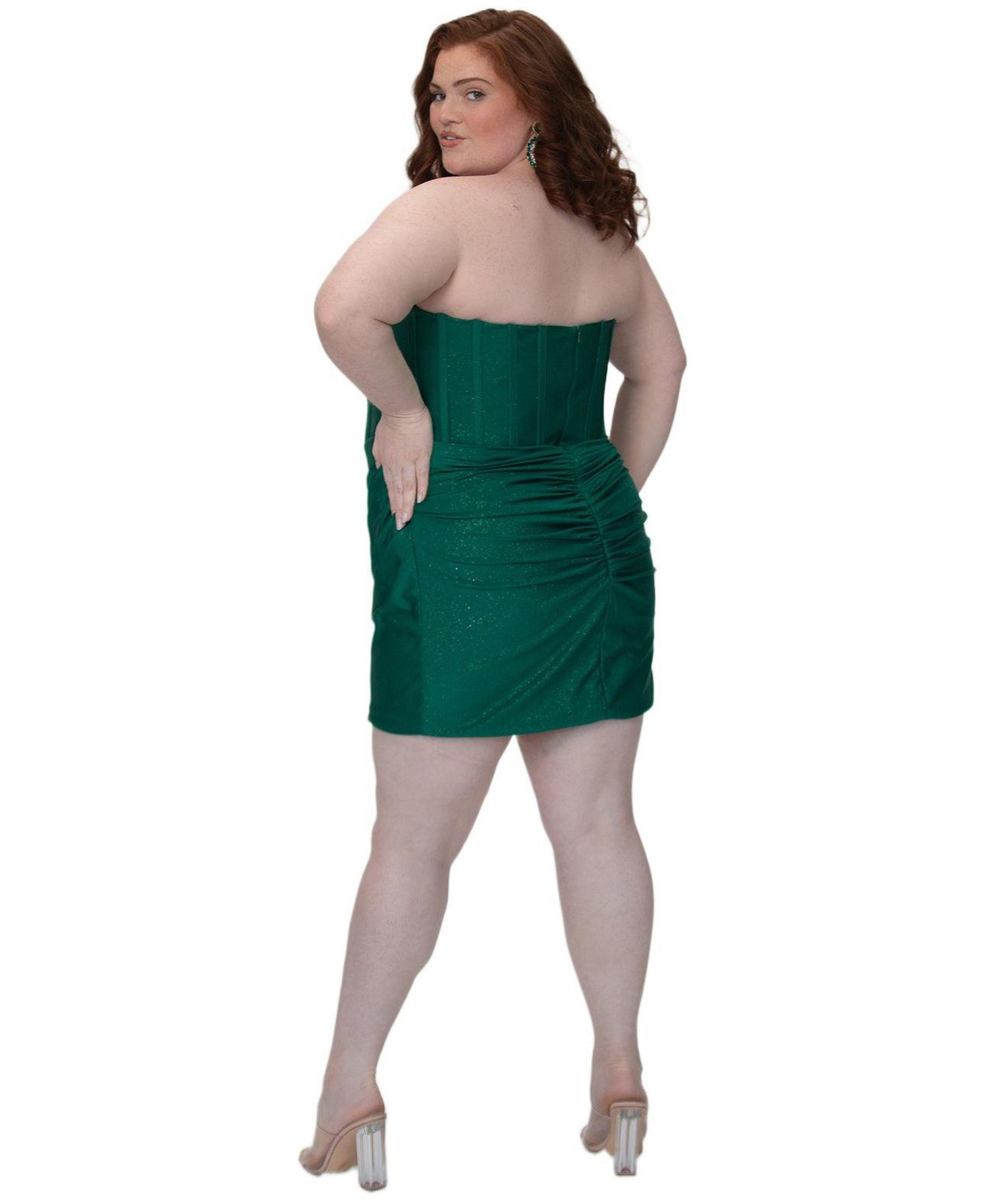 Plus Size Green Strapless Corset Mini Dress