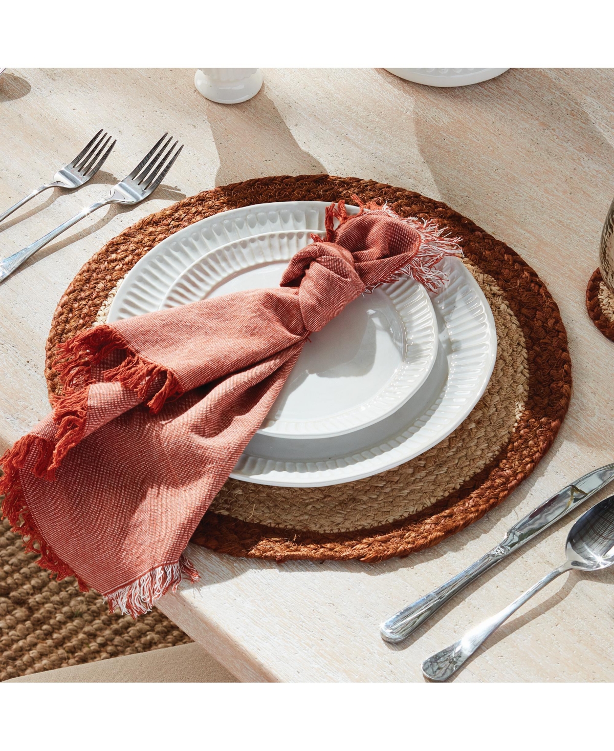 Napa Home & Garden Aura Dinner Napkins - Rust - Pre-Washed Cotton - 4pc