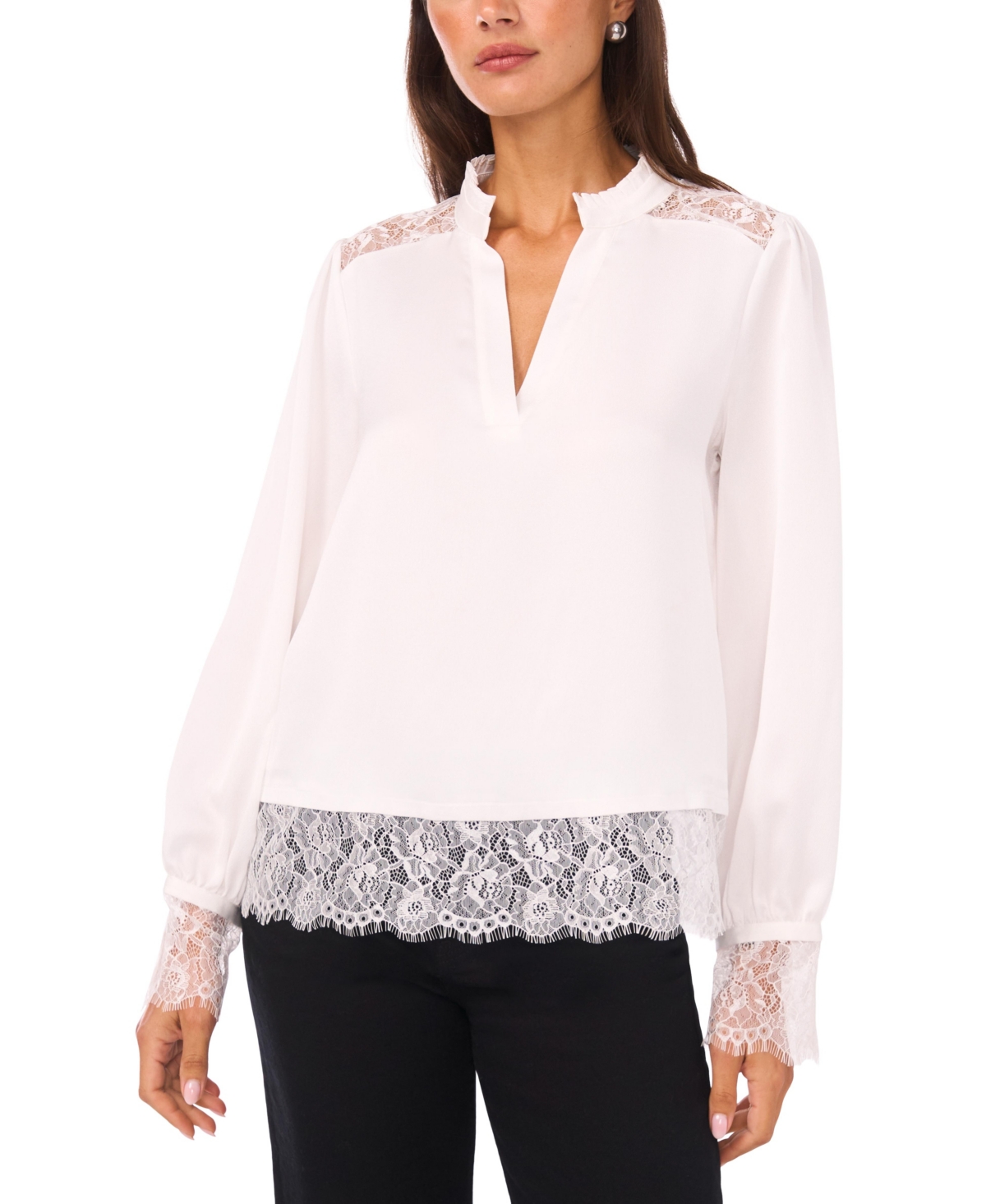 Vince Camuto Women's Half Placket Long Sleeve Top
