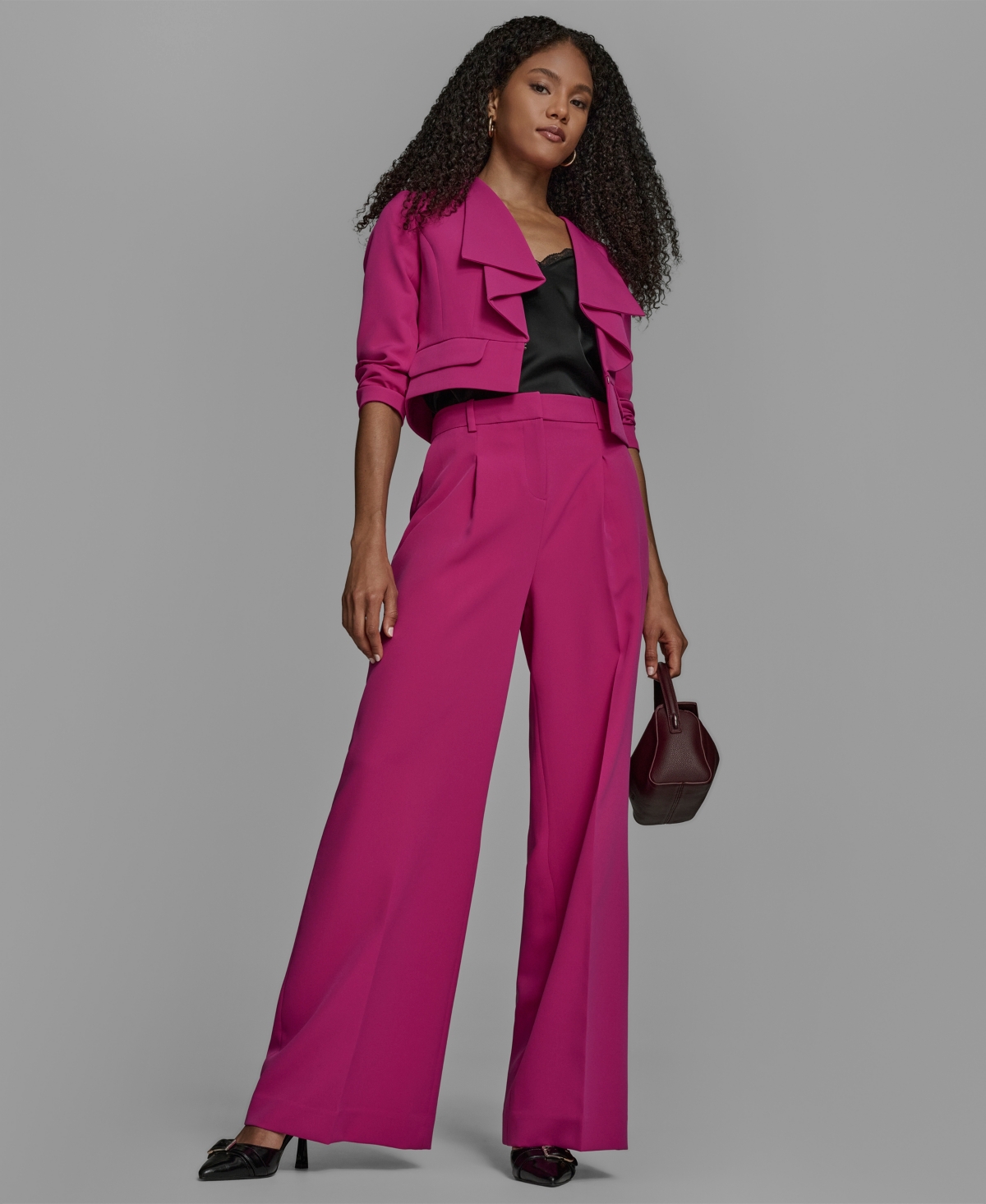 Bcbg Women's Ruffle Collar Long Sleeve Cropped Jacket