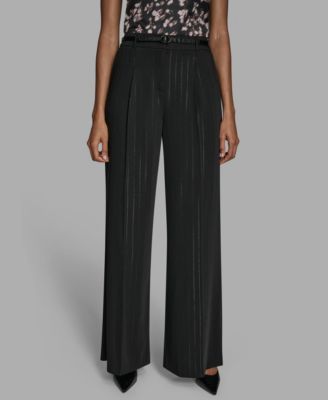 BCBG - Women's Pinstripe High Rise Wide Leg Pants