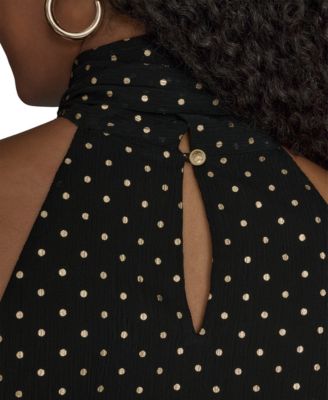 Women's Polka Dot Print Halter Neck Blouse