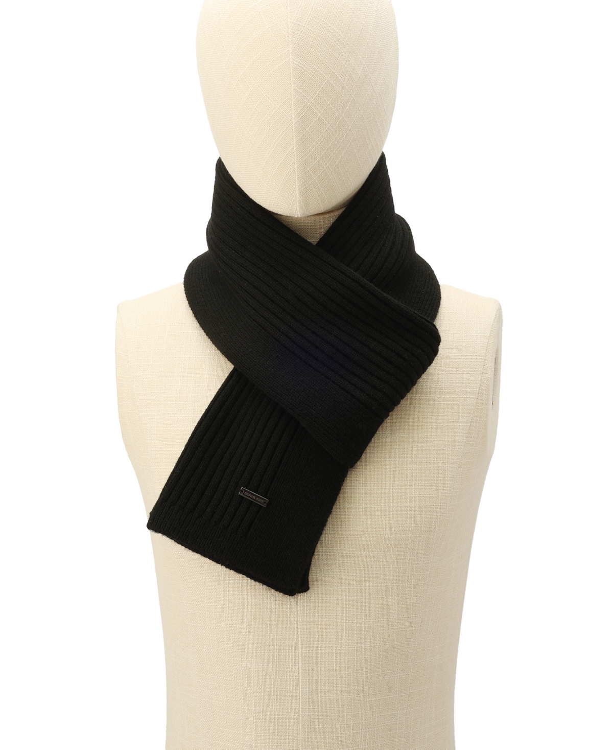 Michael Kors Men's Wide Center Rib Scarf In Black