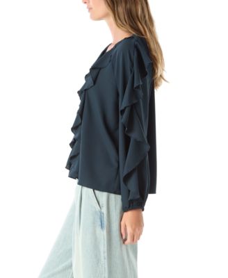 DO by Women's Elysia Ruffled V-Neck Top