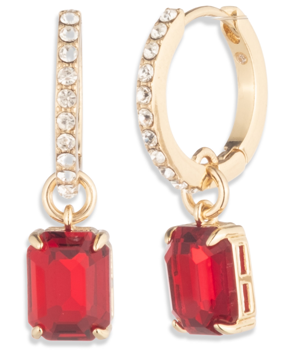 Ralph Lauren Glass Stone Silver-tone Drop Hoop Earrings (also In Gold-tone) In Gold