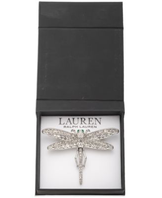 Silver-Tone Crystal Dragonfly Pin