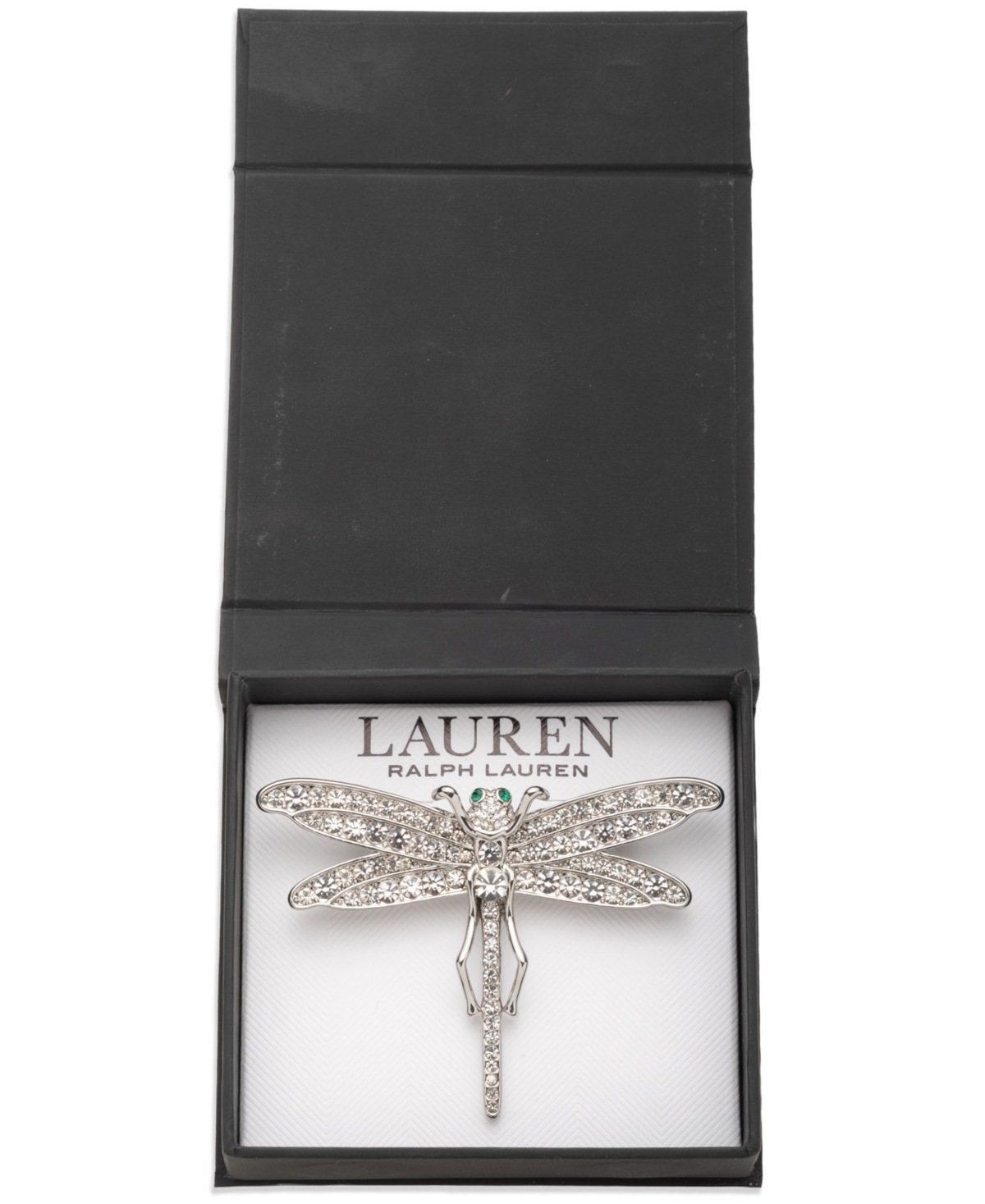 Ralph Lauren Silver-tone Crystal Dragonfly Pin In Silver