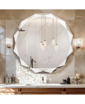 Single Beveled Edge Circle Mirror Frameless Wall Mount Bathroom Vanity Mirror