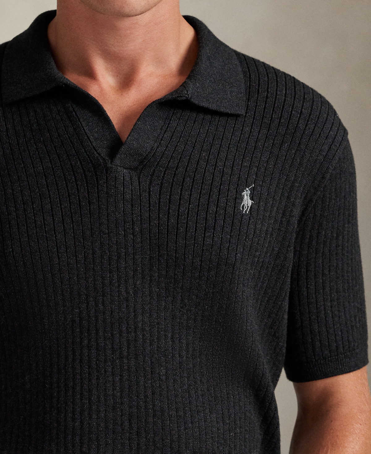 Polo Ralph Lauren Men's Rib-Knit Cotton Johnny Collar Sweater
