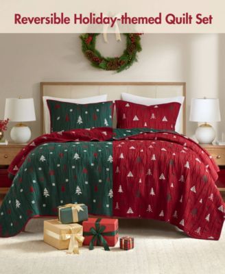 Winter Holiday Reversible 3-Pc. Coverlet Set, Queen