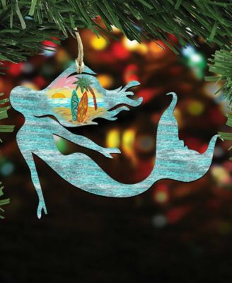 Mermaid Scenic Wooden Christmas Ornament