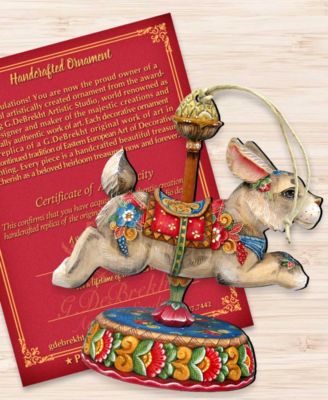 Carousel Bunny Wooden Ornament