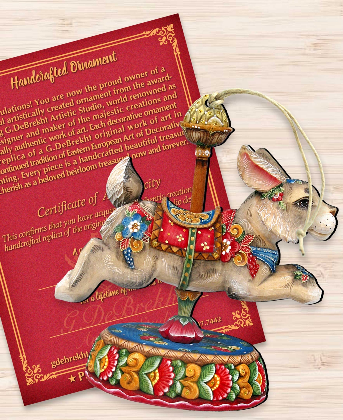 Designocracy Carousel Bunny Wooden Ornament In Multi