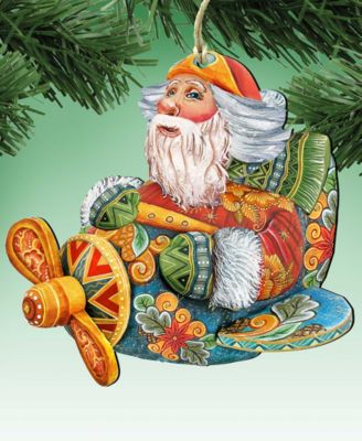 Aviator Santa Wooden Christmas Ornament