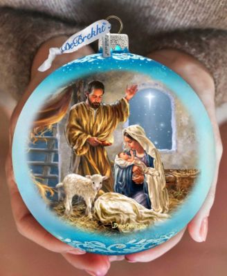 A Child Is Born Nativity LE Glass Ornament