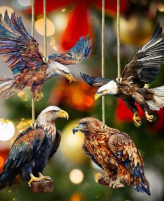 Alaskan Eagles Wooden Ornaments, Set of 4