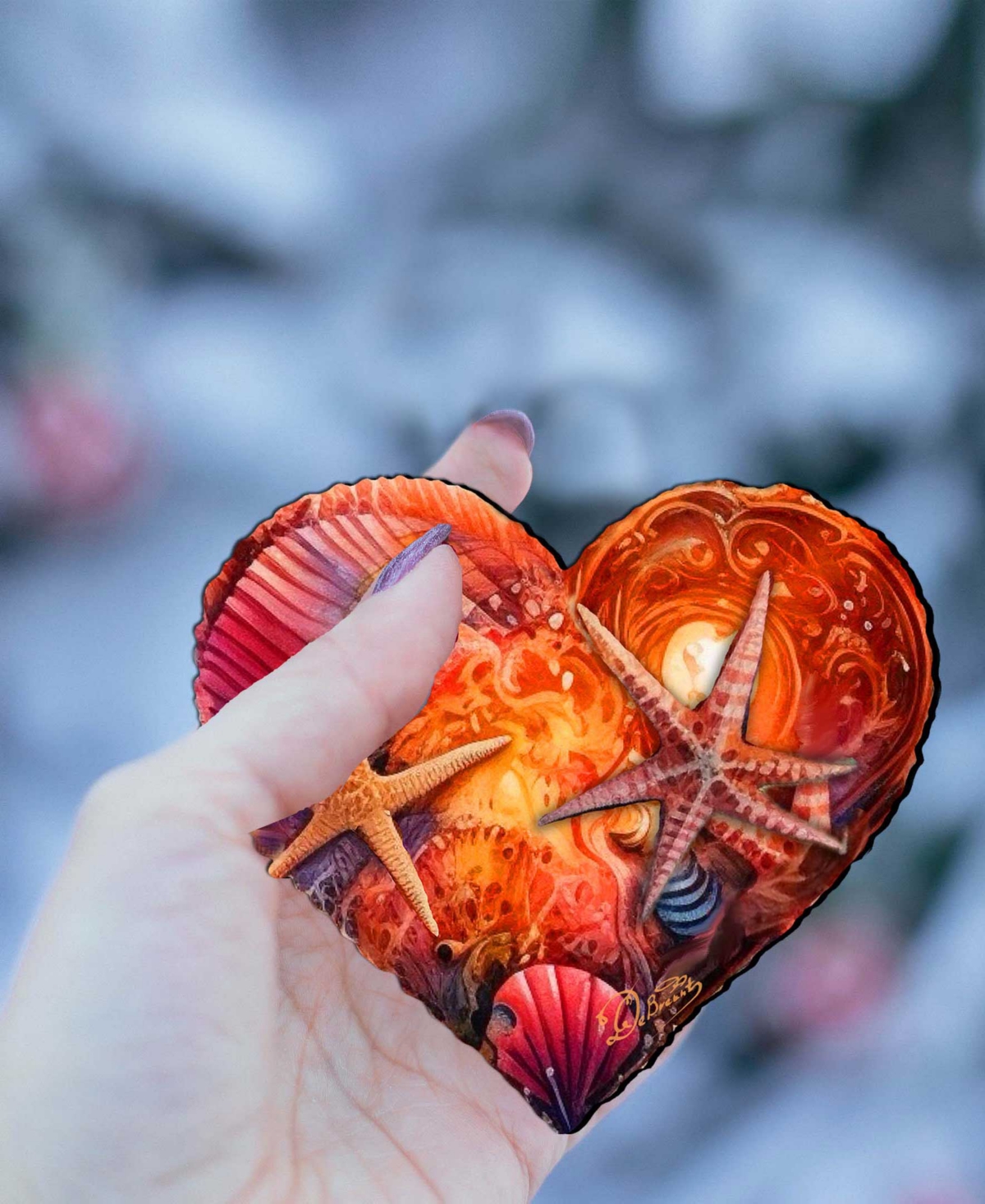 Designocracy Heart Christmas Wooden Ornament In Multi