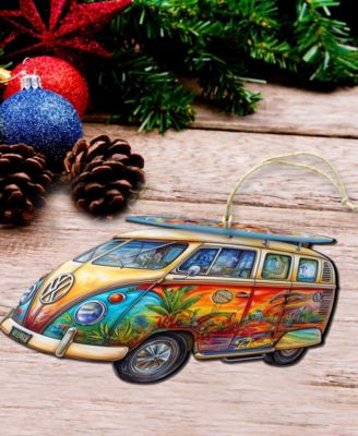 Hippie Van Christmas Wooden Ornament