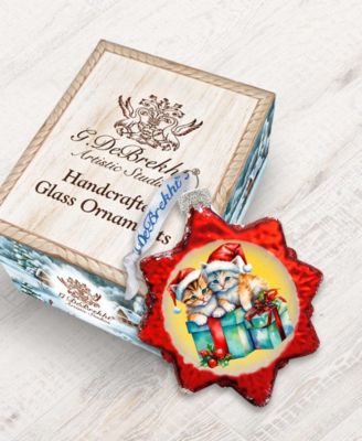 Kittens and Gifts Holiday Glass Ornament