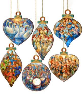 12 Days of Christmas Wooden Ornaments, Set of 12