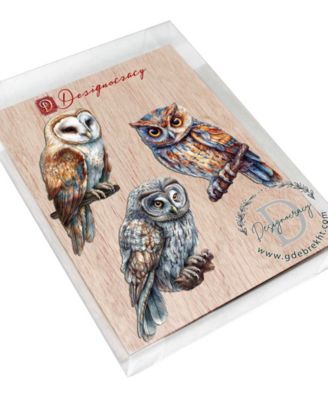 Night Owls Wooden Clip-on Ornaments, Set of 3
