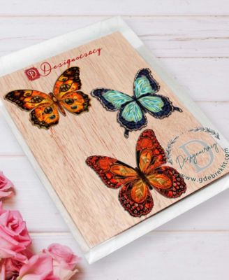 Summer Butterfly Wooden Ornaments, Set of 3