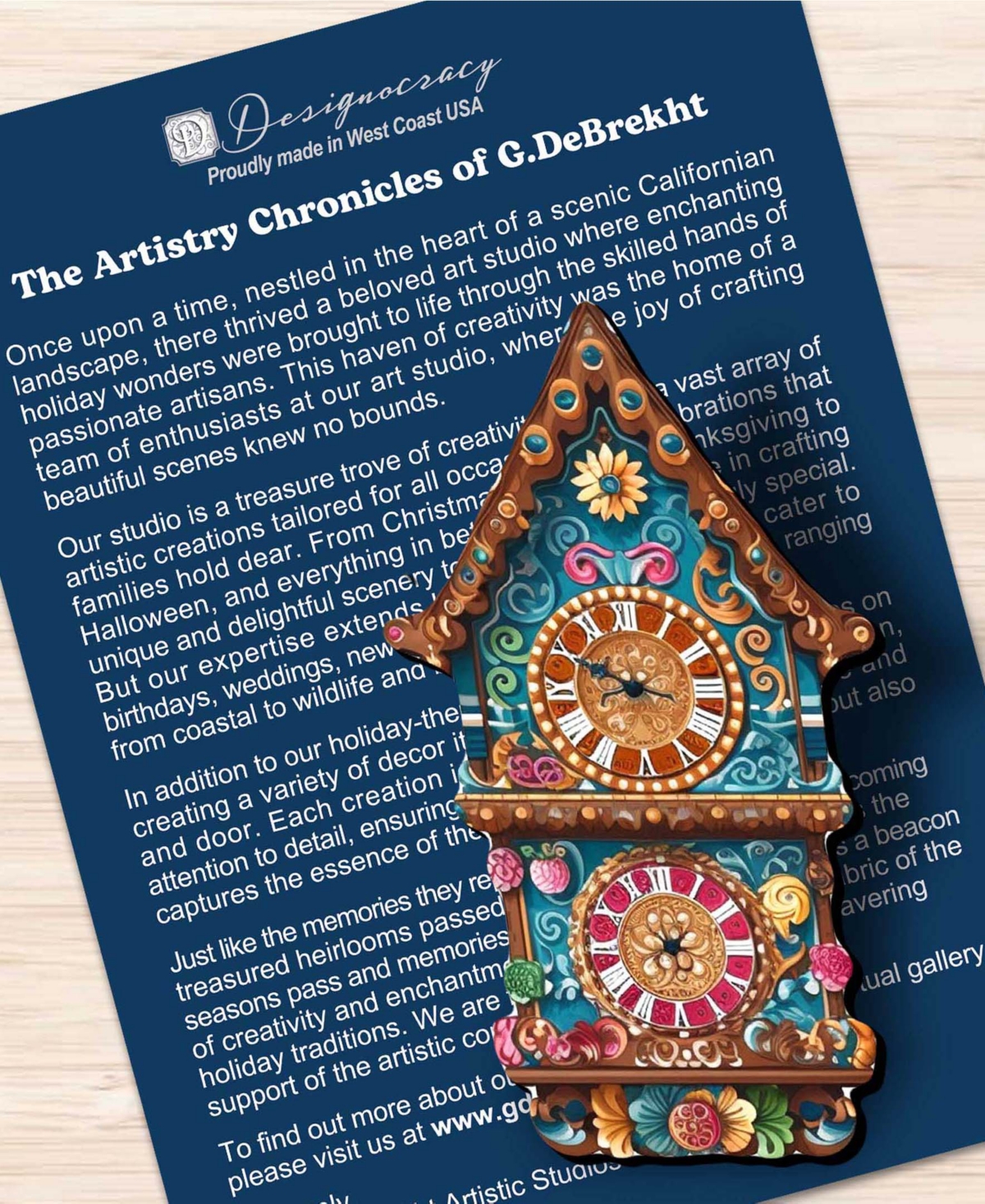 Designocracy Miniature Clock Wood Clip Ornaments, Set Of 3 In Multi