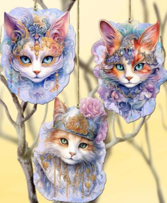 Beautiful Cats Holiday Ornaments, Set of 3