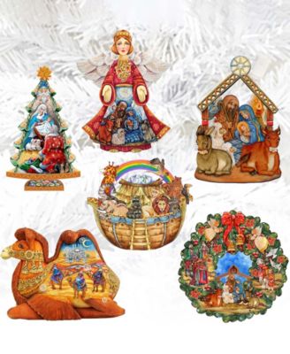Nativity Wooden Clip-on Ornaments, Set of 6