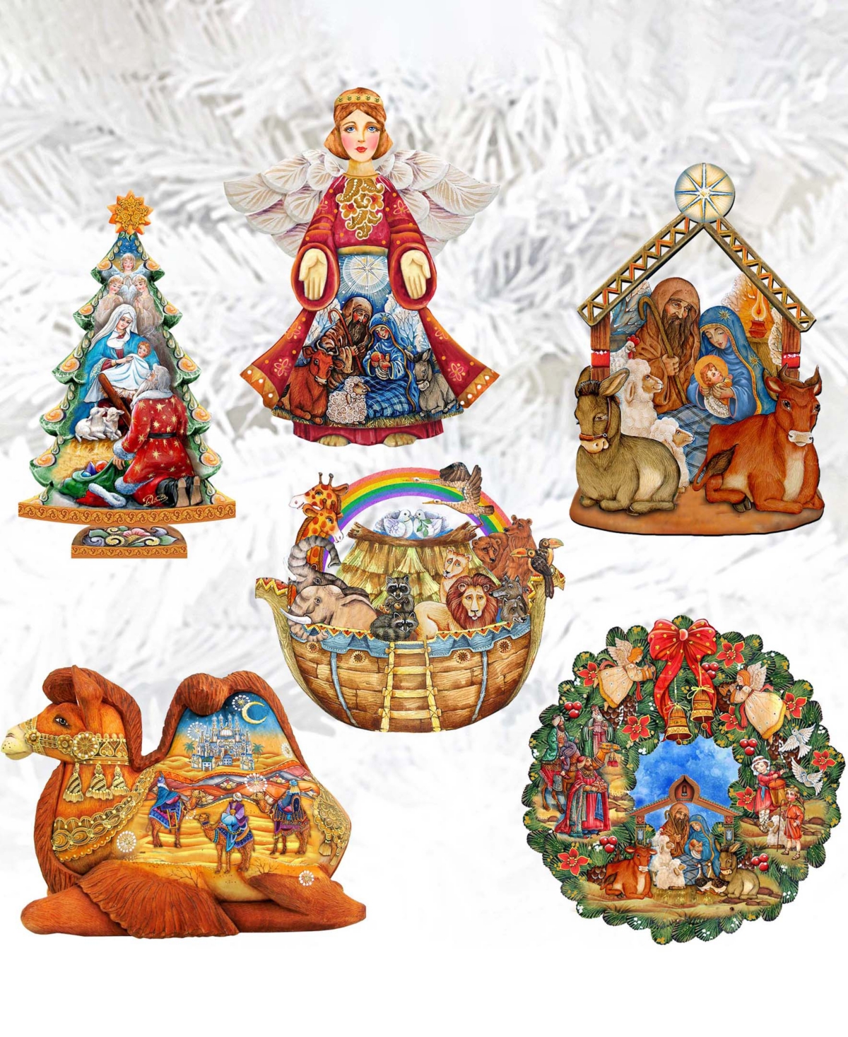 Designocracy Nativity Wooden Clip-on Ornaments, Set Of 6 In Multi