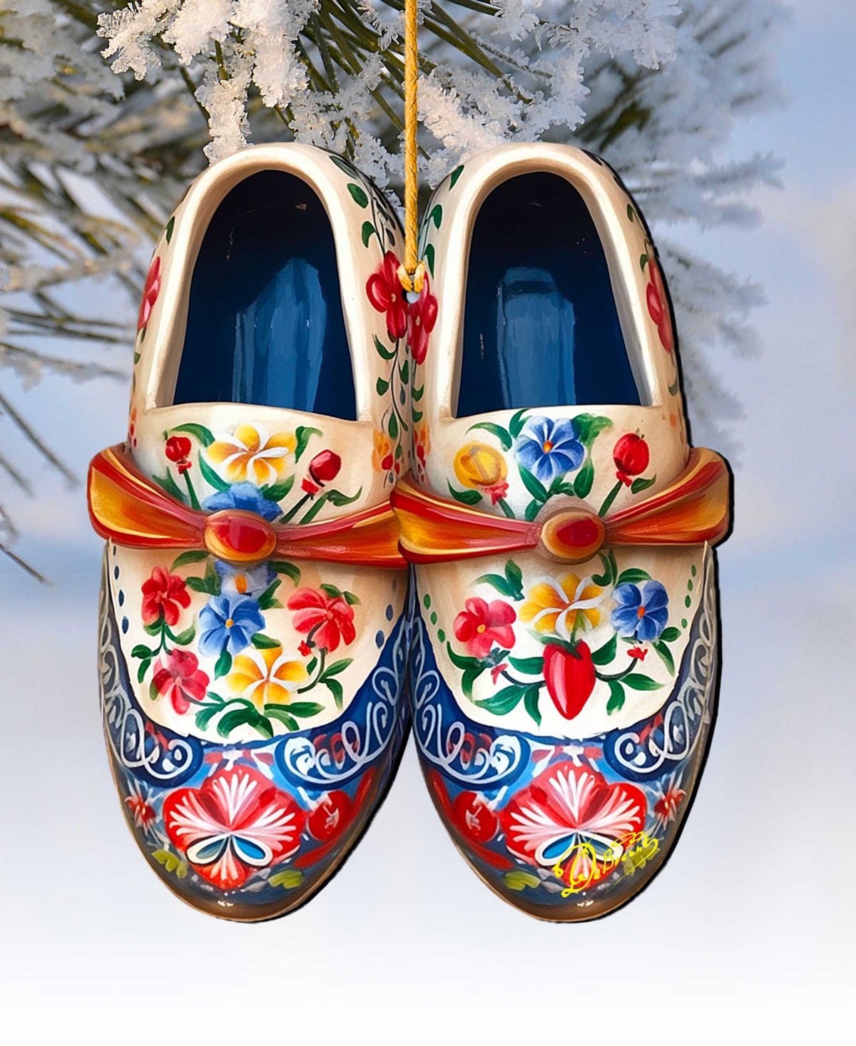 Designocracy Danish Shoes Christmas Wooden Ornament In Multi