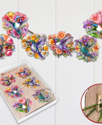Hummingbirds Wooden Clip-on Ornaments, Set of 6